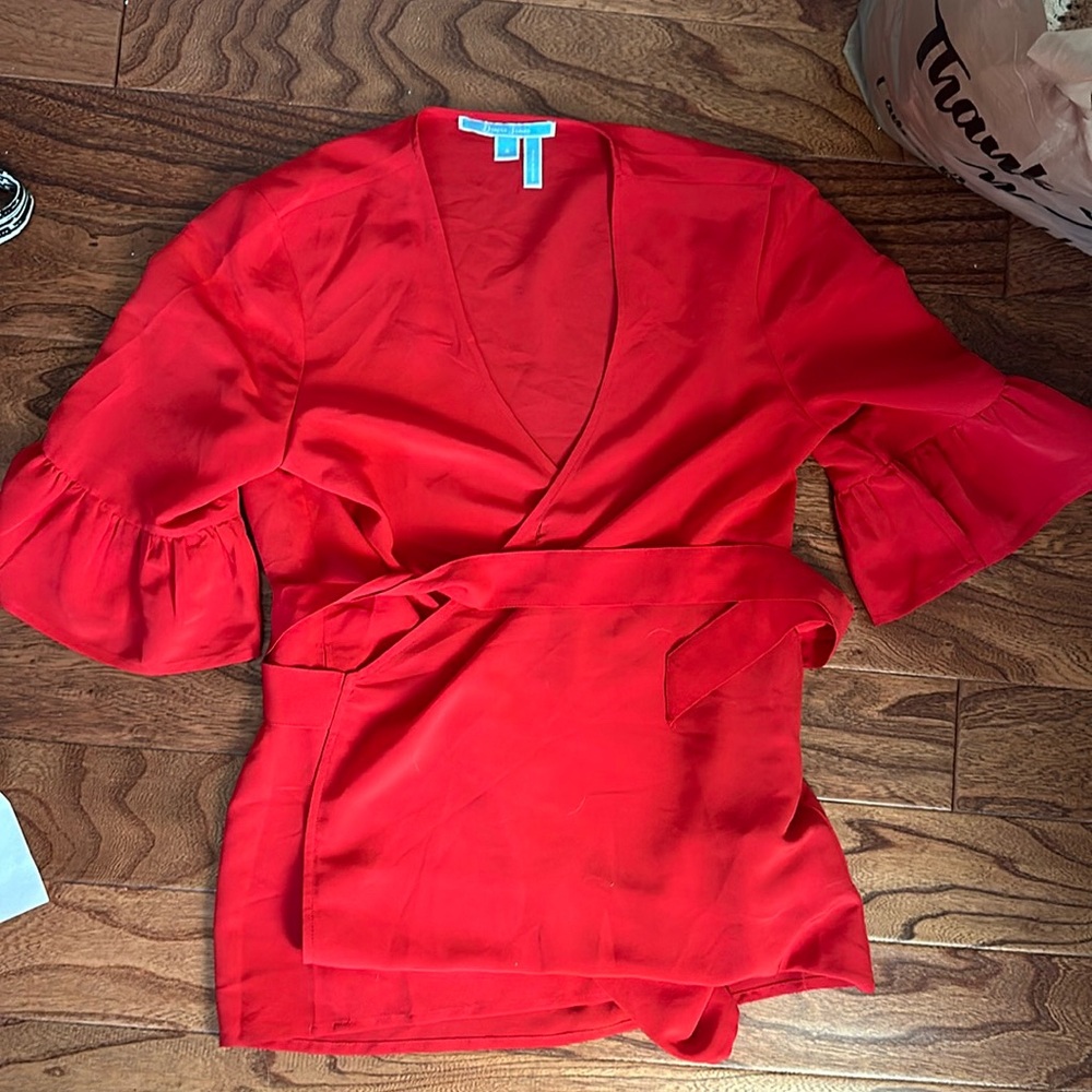 Draper James Red Wrap Top Size 4
